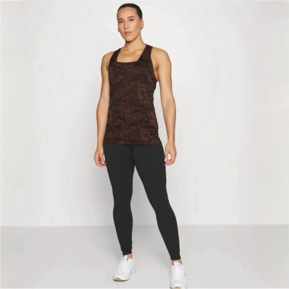 Like New: Athleta Momentum Floral Tank Top Seamless Racerback Brown Small - Picture 3 of 14